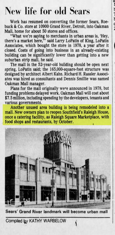 The Raleigh House - MAY 1980 REDEVELOPMENT IDEA